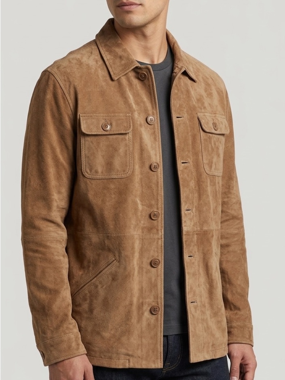 Paradise Collection Tan Suede Utility Shirt Jacket